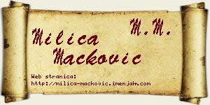 Milica Mačković vizit kartica